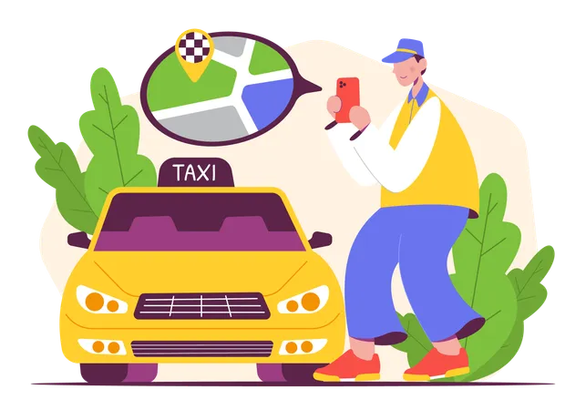 Taxista masculino  Ilustración