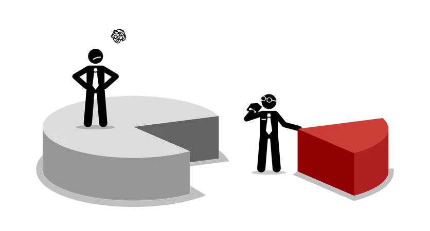 Taxpayer unhappy with business profit being taxed by the government  Illustration