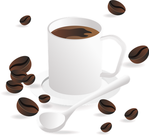 Taza de café con frijoles  Ilustración