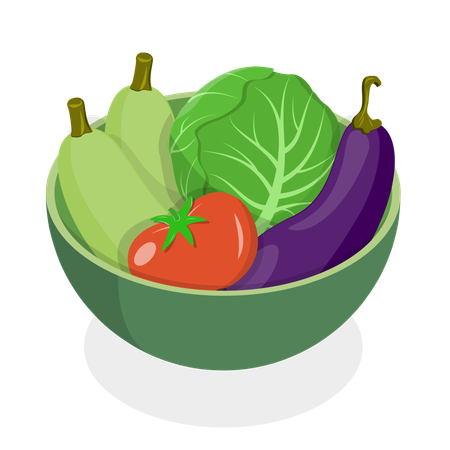 Tazones de verduras  Ilustración