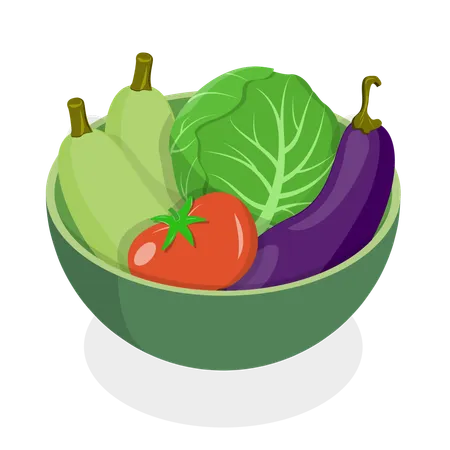 Tazones de verduras  Ilustración