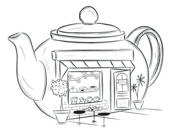 Best Premium Tea Shop Illustration download in PNG & Vector format