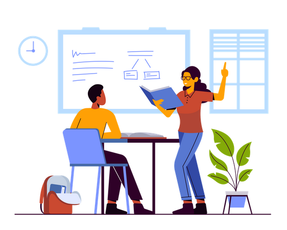 Teacher and student communicating  Illustration