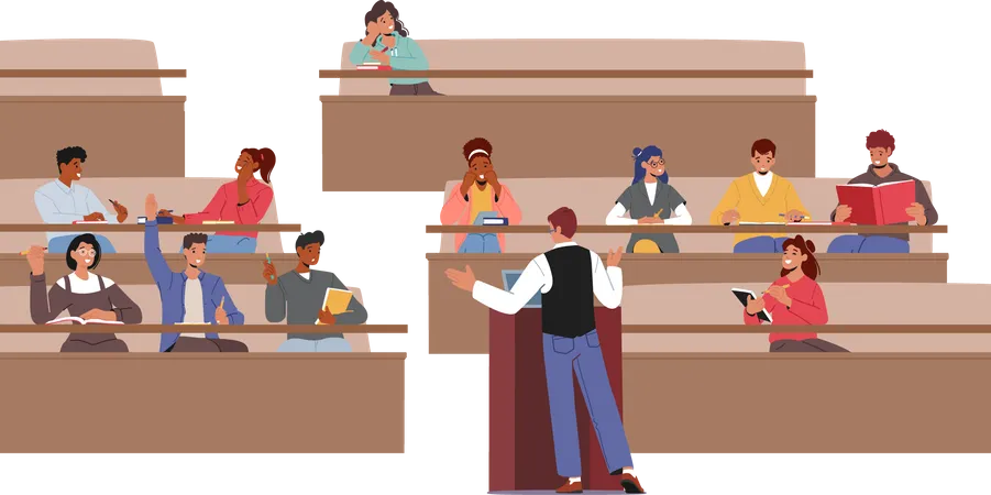 Teacher and student in classroom Illustration