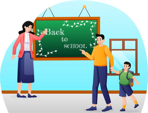 Teacher and student in school  Illustration