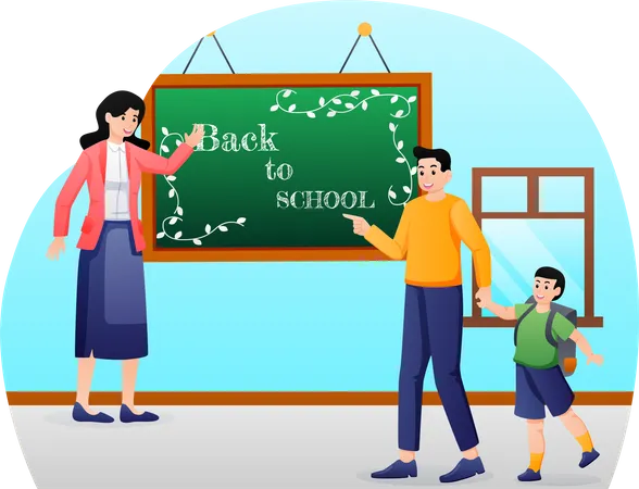 Teacher and student in school  Illustration