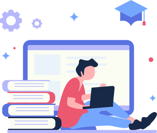 Teacher arranging online classes for students  Illustration