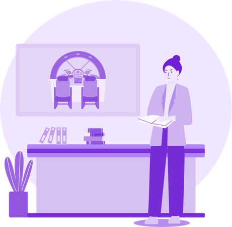 Teacher At Office Desk  Illustration