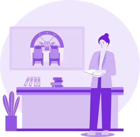 Teacher At Office Desk  Illustration