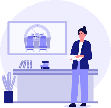 Teacher At Office Desk  Illustration