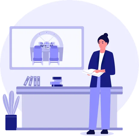Teacher At Office Desk  Illustration