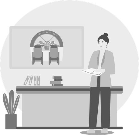 Teacher At Office Desk  Illustration