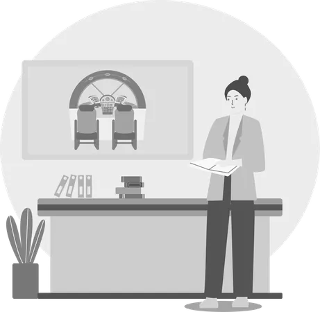 Teacher At Office Desk  Illustration
