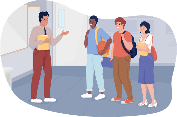 Teacher communicating with students  Illustration