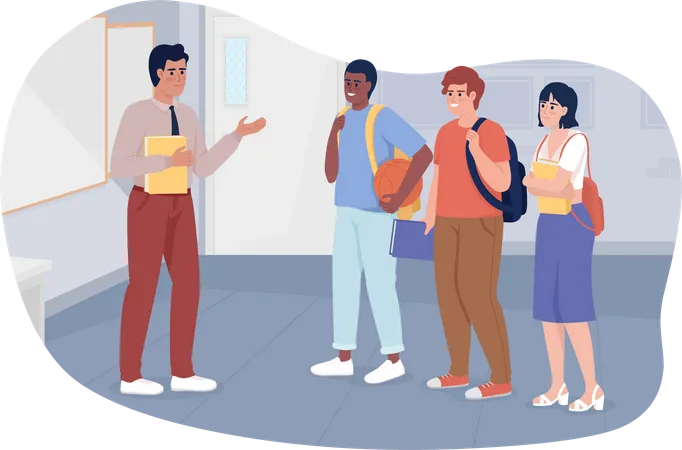 Teacher communicating with students  Illustration