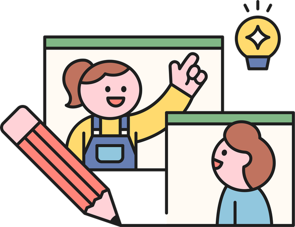 Teacher conducting online class  Illustration