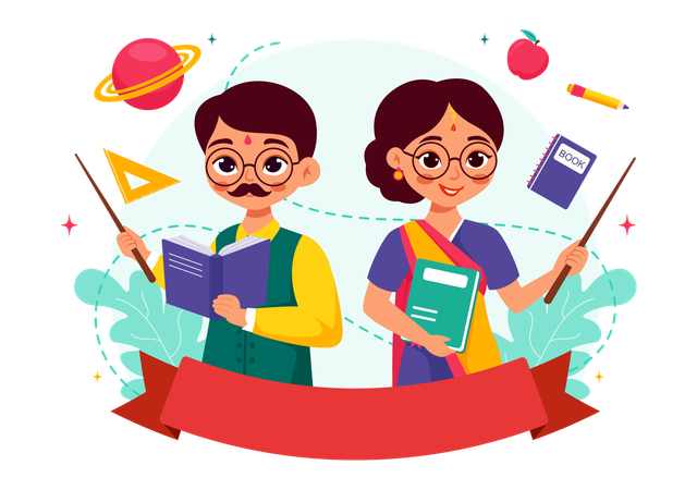 Teacher Day celebration in India  Illustration