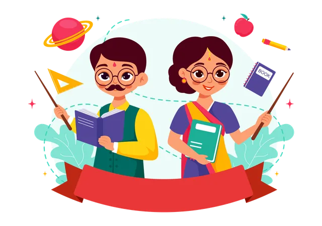 Teacher Day celebration in India  Illustration