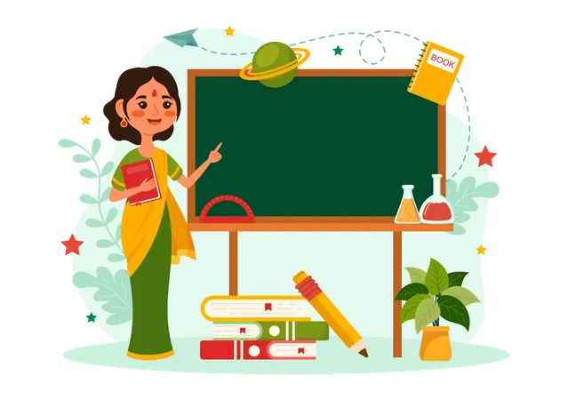 Happy Teacher Day In India Vector Illustration With The Teachers Wear Traditional Clothes In Education Flat Cartoon Hand Drawn Background Templates Illustration