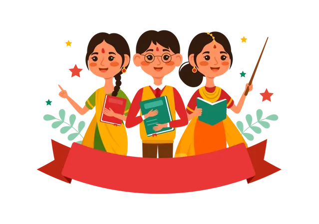 Happy Teacher Day In India Vector Illustration With The Teachers Wear Traditional Clothes In Education Flat Cartoon Hand Drawn Background Templates Illustration