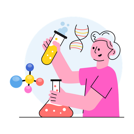 Teacher doing experiments in laboratory  イラスト