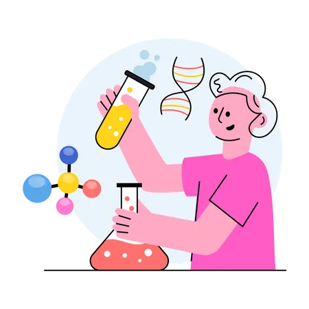 Teacher doing experiments in laboratory  イラスト