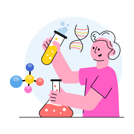 Teacher doing experiments in laboratory  Illustration