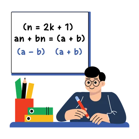 Teacher doing problem solving in class  Illustration
