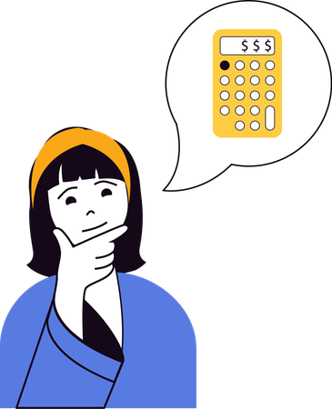 Teacher explaining calculations on calculator  Illustration