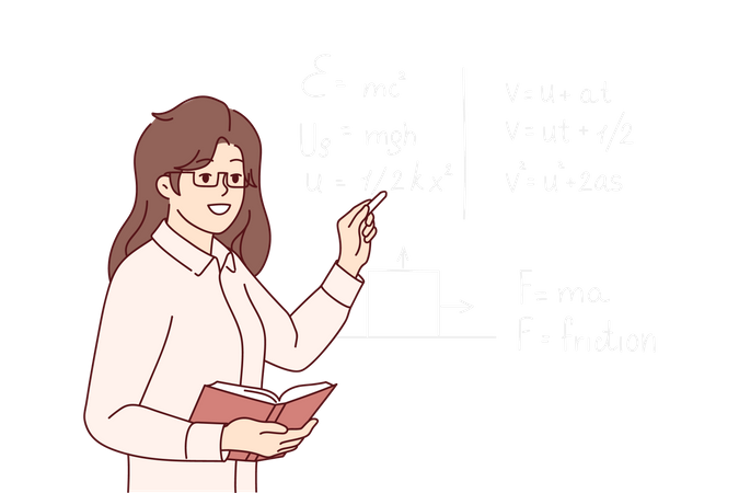 Teacher explaining from textbook  Illustration