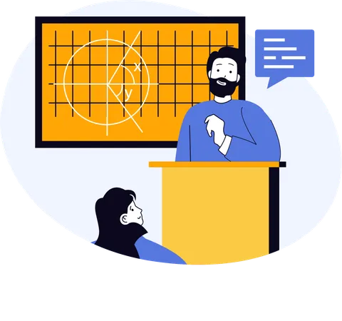 Teacher explaining Mathematical equations in class  Illustration