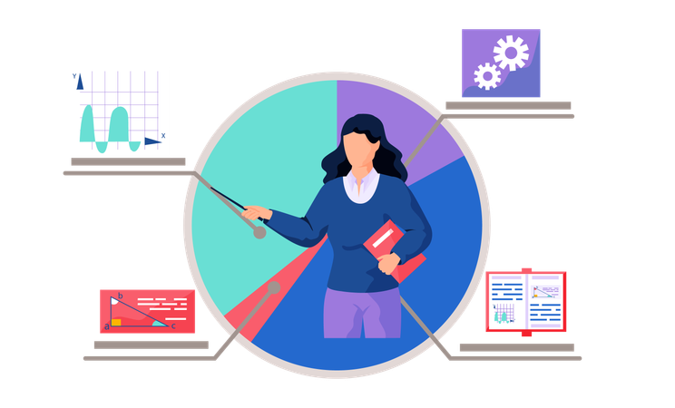 Teacher explaining mathematics online  Illustration