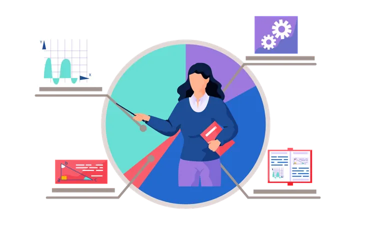 Teacher explaining mathematics online  Illustration