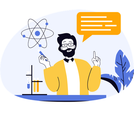 Teacher explaining science chemical configuration in classroom  Illustration