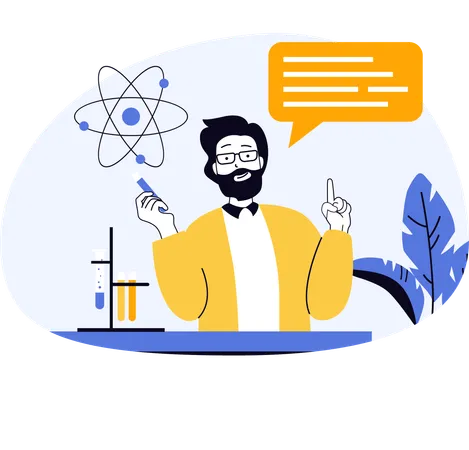 Teacher explaining science chemical configuration in classroom  Illustration