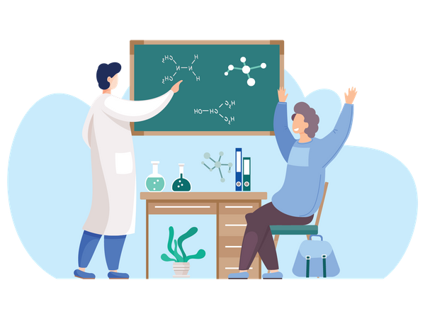 Teacher explaining science formula  Illustration