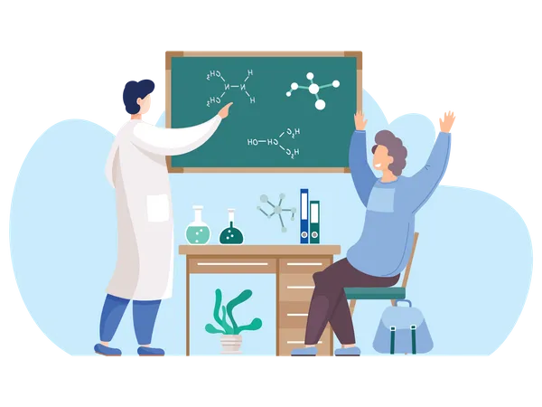 Teacher explaining science formula  Illustration