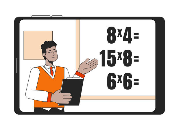 Teacher explains math  Illustration
