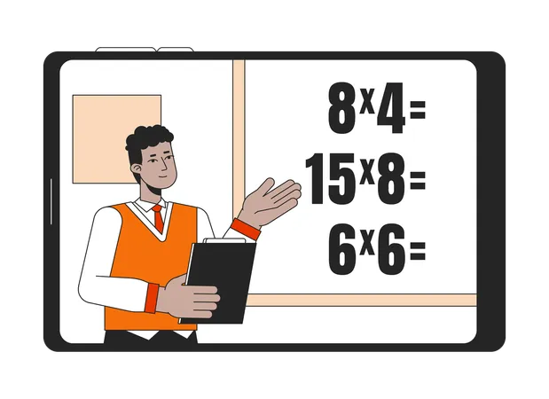 Teacher explains math  Illustration