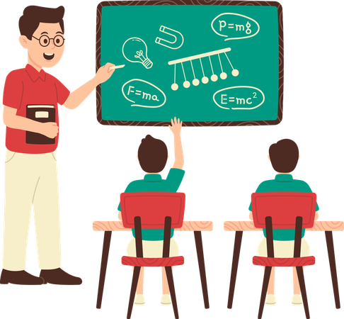 Teacher explains mathematical equations to students  Illustration