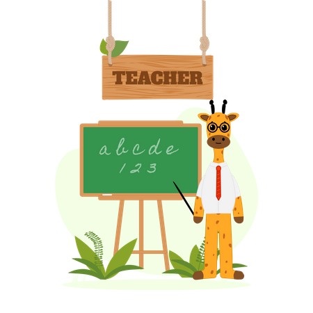 Teacher giraffe teaching  일러스트레이션