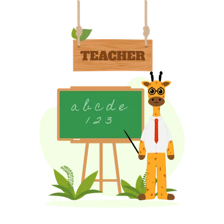 Teacher giraffe teaching  Illustration