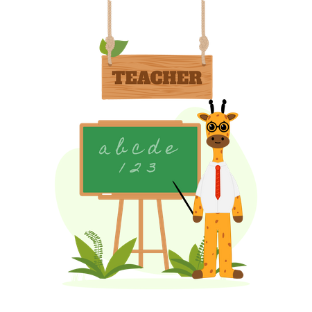Teacher giraffe teaching  イラスト