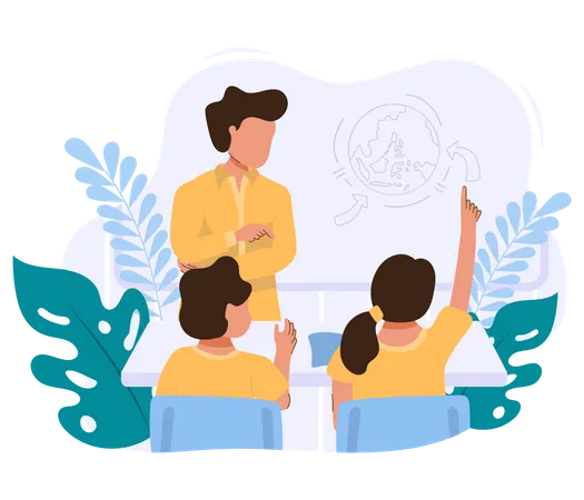 Teacher Gives Lessons To Students Vector Illustration Illustration
