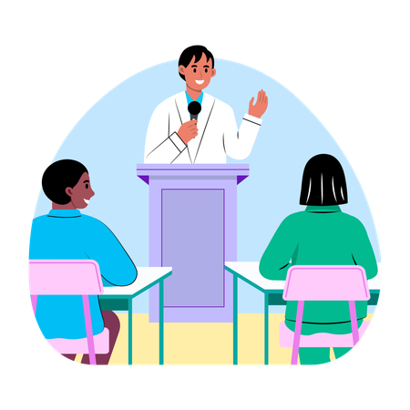 Teacher giving education Speech  Illustration