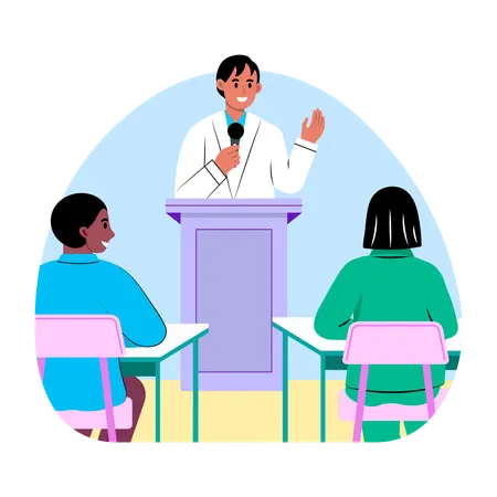 Teacher giving education Speech  Illustration
