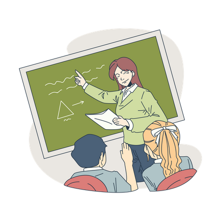 Teacher giving explanation to student  イラスト