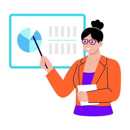 Teacher giving lecture presentation  Illustration