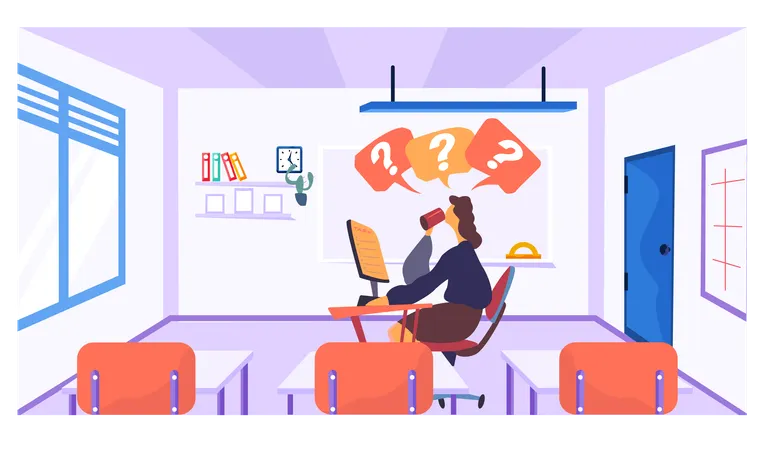 Teacher giving online class  Illustration