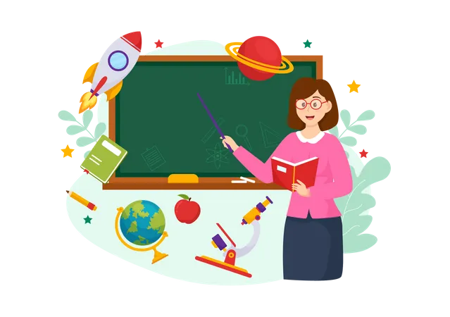 Happy Teachers Day Vector Illustration With School Equipment Such As Blackboards Pencils Bags Books And Others In Flat Cartoon Background Illustration
